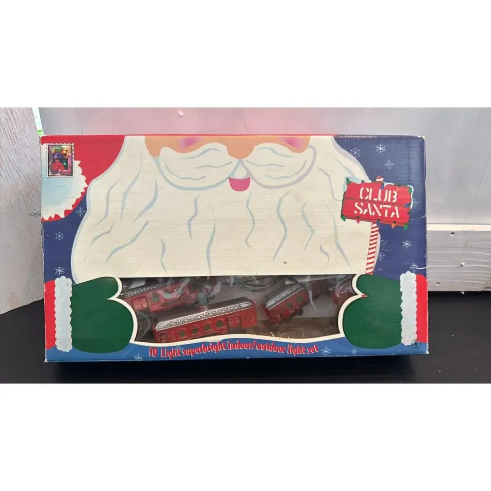 Vintage Set Of 10 Club Santa lights  indoor / outdoor Train  1996
